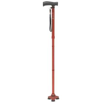 Drive Medical HurryCane Freedom Edition Folding Cane with T Handle, Red