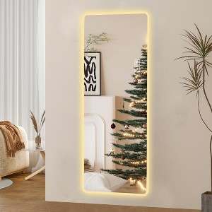 Runesay Clear Full Length Mirror Wall-Mounted Mirror Big Size Rounded Corners - 1 of 4