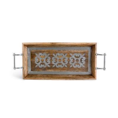 GG Collection 30-Inch Metal-Inlaid Heritage Collection  Wood Tray