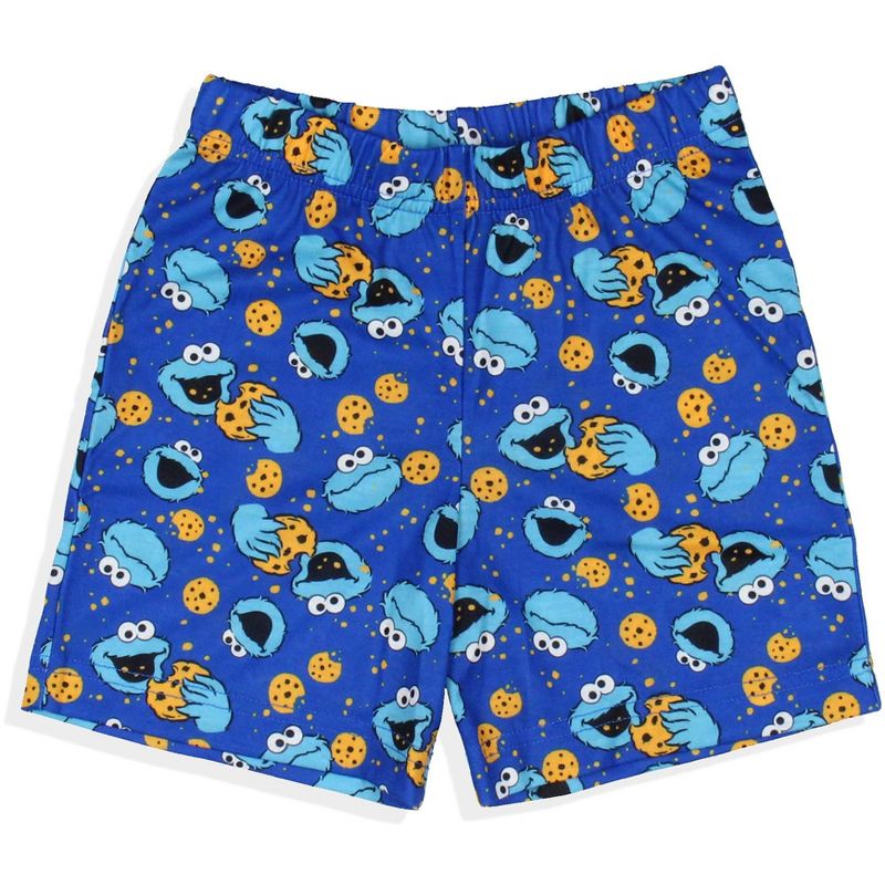 Sesame Street Toddler Boy's Cookie Monster Hungry Boy Sleep Pajama Set Short Blue, 5 of 7