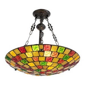 YIYIBYUS Tiffany Pendant Light Fixtures, 20" Wide Stained Glass Inverted Ceiling Pendant - 1 of 4