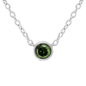 Haus of Brilliance Silver 1/5 Cttw Treated Green Diamond Solitaire Bezel Pendant Necklace - 1 of 4