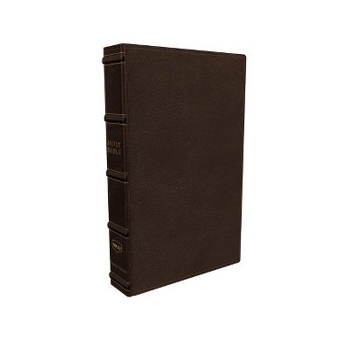 Nkjv, Large Print Verse-By-Verse Reference Bible, MacLaren Series, Genuine Leather, Brown, Comfort Print - by  Thomas Nelson (Leather Bound)