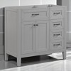 36" Bathroom Vanity Base Cabinet Only – Freestanding Solid Wood & MDF, 2 Doors and 3 Drawers, No Sink, Modern Design - 2 of 4
