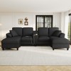 116.9"W U-Shaped Corduroy Sectional Sofa with Storage Ottomans, Cup Holders & USB Ports - ModernLuxe - 2 of 4