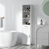 kleankin Slim Bathroom Storage Cabinet, Tall Bathroom Cabinet, Linen Tower with 3 Open Shelves, Drawer, Recessed Door and Adjustable Shelf, White - 2 of 4