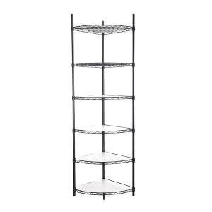 BDELITE 6 Tier Shelf Corner Wire Shelf for Bathroom, Living Room, Kitchen-18*18*72 Inch, Black - 1 of 4