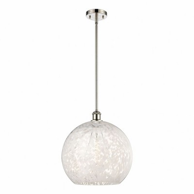 White Mouchette - 1 Light Stem Hung Pendant In Modern Style-16.63 Inches Tall and 13.75 Inches Wide