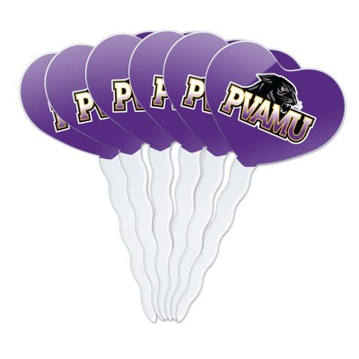Prairie View A&M Primary Logo Heart Love Cupcake Picks Toppers Decoration Set of 6