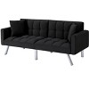 DOMETOUR 74 Inch Futon Sofa Bed Upholstered Sleeper, Adjustable Back Convertible Sofa Bed for Living Room Bedroom Furniture - 3 of 4