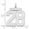 Black Bow Jewelry Sterling Silver, Athletic Collection, Large Polished Number 28 Pendant - 2 of 3