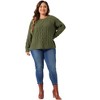Women's Plus Size Cable Knitted Long Sleeve Crew Neck Pullover Winter Warm Sweaters - Agnes Orinda - 3 of 4