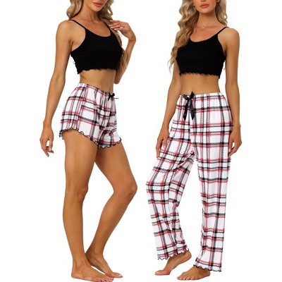 cheibear Womens 3pcs Sleepwear Cute Print Lounge Pants Camisole with Shorts Pajama Set