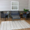 Sunnydaze Outdoor Dunmore Patio Conversation Furniture Set with Loveseat, Chairs, and Table - Gray and Navy - 4pc - 4 of 4