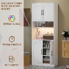 71" Pantry Cabinet, Tall Kitchen Hutch with Led Lights, Freestanding Kitchen Cabinet with Microwave Shelf White - 4 of 4