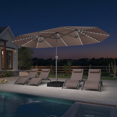 PURPLE LEAF 13ft Patio Market Umbrella and Base Double-Sided Rectangle Outdoor Table Sun Umbrellas with Crank