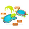 Banzai Shade 'N Slide Turtle Inflatable Outdoor Kiddie Splash Pool with Fish Sprinkler, Removable Canopy, and Mini Slide for Ages 3+ - 4 of 4