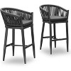 PURPLE LEAF Outdoor Bar Stools Set of 2 Patio Metal Modern Wicker Bar Chairs Woven Aluminum Barstools - 2 of 4