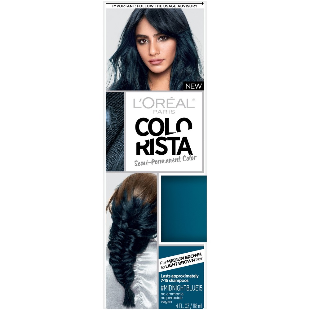 Photos - Hair Dye LOreal L'Oreal Paris Colorista Semi-Permanent Hair Color for Brunettes - Midnight 