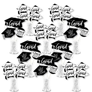 Big Dot of Happiness 2025 Black and White Graduation Party Centerpiece Sticks - Showstopper Table Toppers - 35 Pieces - 1 of 4