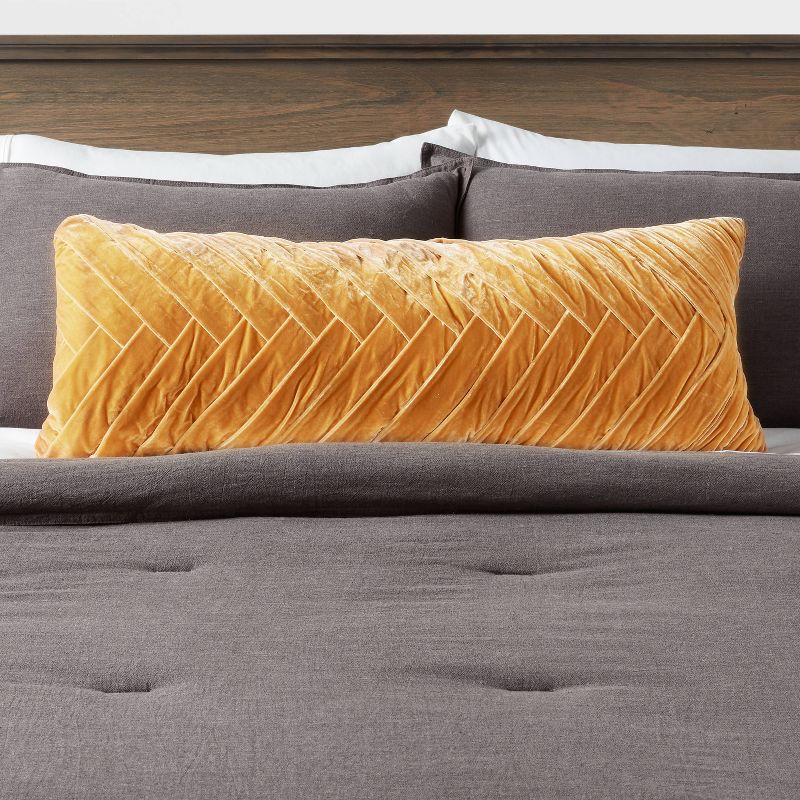 Oversized Oblong Pleated Velvet Decorative Throw Pillow - Threshold™, 3 of 9