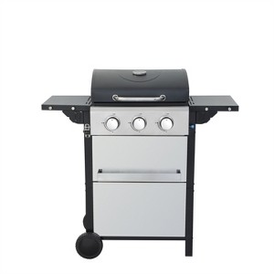 Cesicia 3-Burner Gas BBQ Grill With Wire Enamel Cooking Grids For Outdoor Barbecue, Foldable Side Table, Stainless Steel - 1 of 4