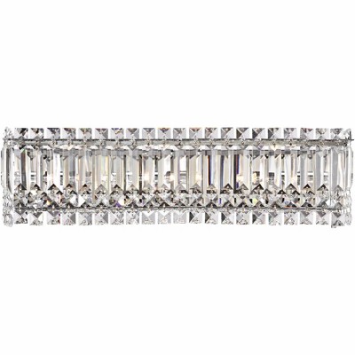 Possini Euro Design Crystal Columns Modern Wall Light Chrome 23" Light Bar Fixture for Bedroom Bathroom Vanity Reading Living Room Hallway House Home