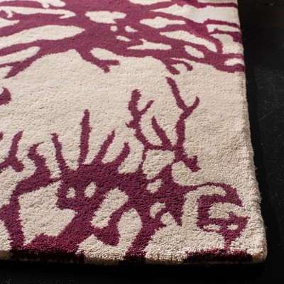 Hand-Tufted Bella Wool 5' Square Area Rug in Beige and Purple