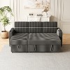 TiramisuBest 85" 3-Seater Corduroy Sofa Bed with Storage Chaise, Pull-Out Sleeper & USB Cup-Holder Handrail for Living Room,Dark Gray - 3 of 4