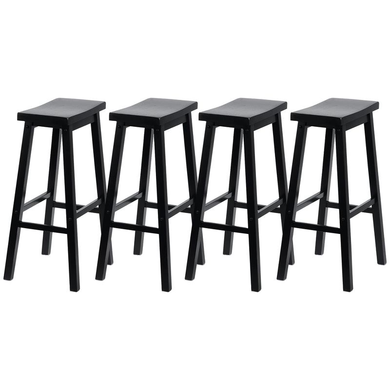 PJ Wood Classic Saddle-Seat 29" Tall Kitchen Counter Stools for Homes, Dining Spaces, and Bars with Backless Seats and 4 Square Legs, Black (4 Pack), 1 of 7