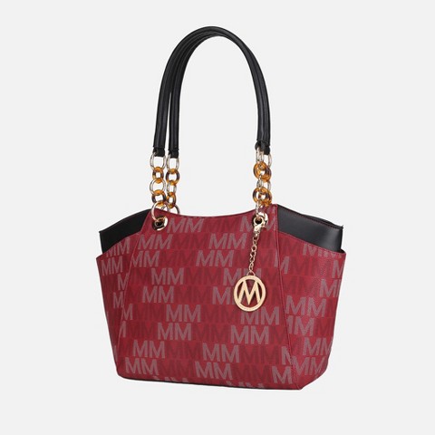 MKF Collection Cameron Tote Bag Stylish Vegan Leather Handbag with Spacious Design by Mia K- Burgundy