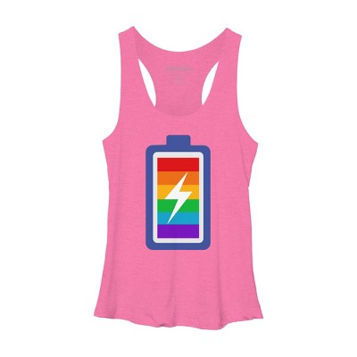Adult Design By Humans Pride Charging Battery By PINHEAD66 Racerback Tank Top