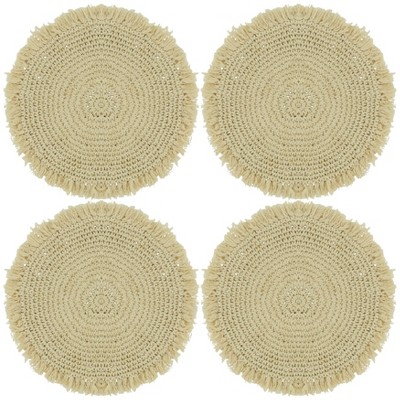 Natural Round Macrame Cotton Placemats Set of 4