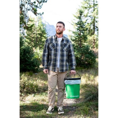 Green and Black Plastic Bucket-Style Portable Toilet with Lid