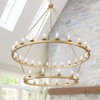 PAKOKULA 2-Tier 36-Lights Gold Dimmable Candle Style Wagon Wheel Chandelier for Living Room Dining Room Kitchen - 2 of 4