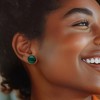 Ross-Simons 16.00 ct. t.w. Emerald Button Earrings in 18kt Gold Over Sterling - 2 of 3