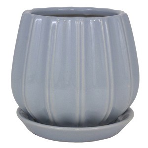 Trendspot Contour Ceramic Planter - 7.28 in. - Light Blue - Case of 2 - 1 of 1