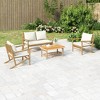 vidaXL 4 Piece Bamboo Patio Lounge Set - Farmhouse Style Outdoor Seating Solution with Comfortable Cushions and Practical Table - Brown Cream White - 2 of 4