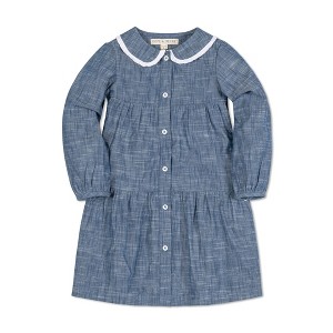 Hope & Henry Girls' Long Sleeve Tiered Button Front Peter Pan Collar Dress, Toddler - 1 of 4