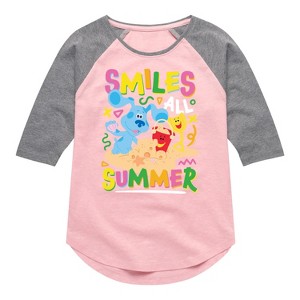 Girls' - Blue's Clues & You! - Smiles All Summer Shirt Tail Raglan Graphic T-shirt - 1 of 3