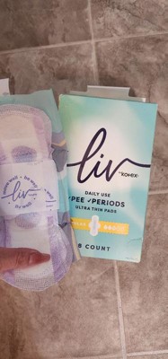 Liv By Kotex Period & Pee Regular Absorbency Ultra Thin Pads - 28ct ...