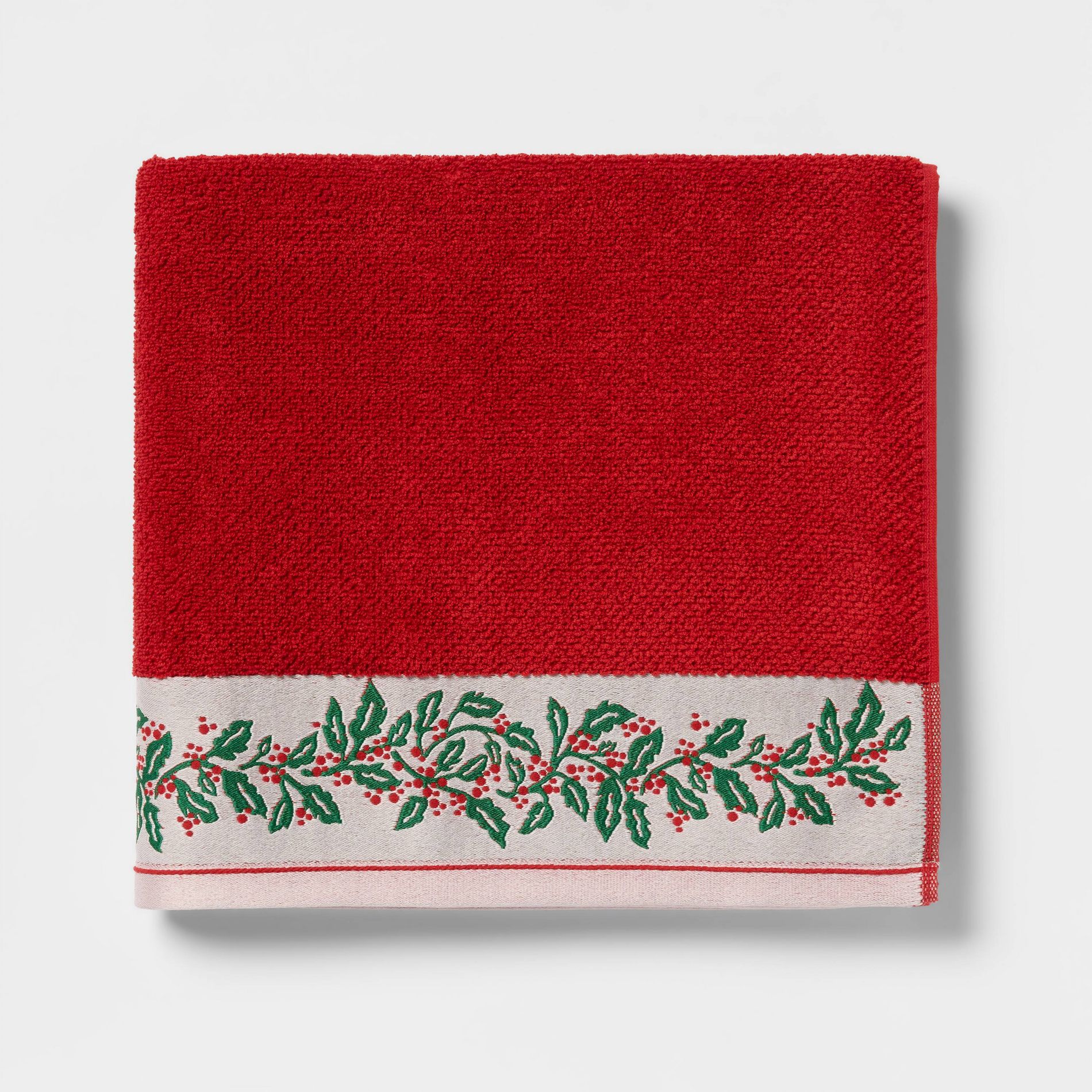 Holly Border Christmas Bath Towel Red - Threshold™