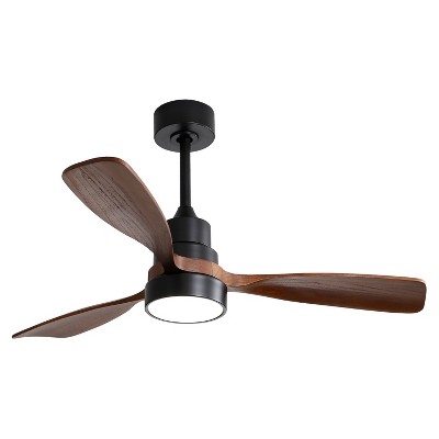DOMETOUR 48 Inch Modern Ceiling Fan With Lights 3 Wood Fan Blade Noiseless Reversible, with Remote Control