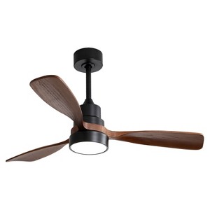 DOMETOUR 48 Inch Modern Ceiling Fan With Lights 3 Wood Fan Blade Noiseless Reversible, with Remote Control - 1 of 4