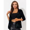Allegra K Women's Open Front Collarless 3/4 Sleeve Sequin Velvet Jacket - 2 of 4