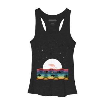 Women's Design By Humans Colorful Flamingo Starry Night By Maryedenoa Racerback Tank Top