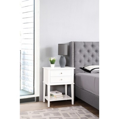Newton Classic White 2-Drawer Nightstand in Solid & Manufactured Wood