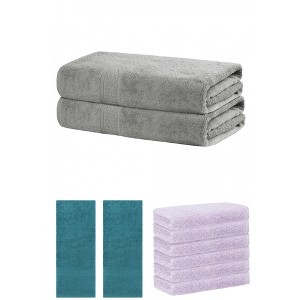 REGALWOVEN Absorbent Solid Bath Hand Face Cloths Cotton Towels 3 Piece Sets - 1 of 4