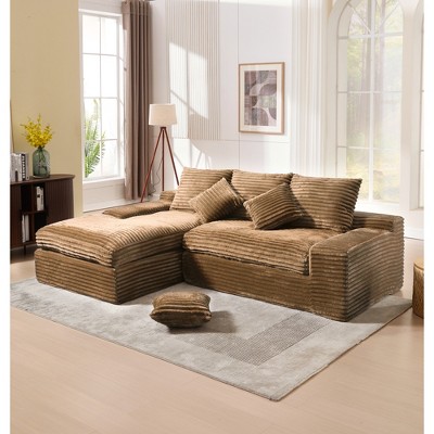 98'' Cloud L-Shaped Modular Sectional Sofa with Deep Seat and Convertible Sponge Cushions