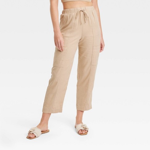 Women's High-Rise Pull-On Tapered Pants - Universal Thread™ Tan S